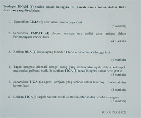 Selesai:Terdapat ENAM (6) soalan dalam bahagian ini. Jawab semua soalan ...