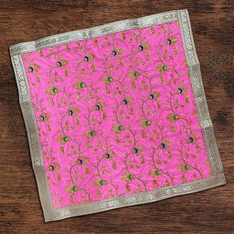 Shoppersduniya Pink Velvet Square Designer Pooja aasan for Home décor ...