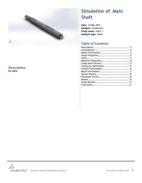 Main Shaft-Static 1 plain carbon steel - Simulation of Main Shaft Date ...