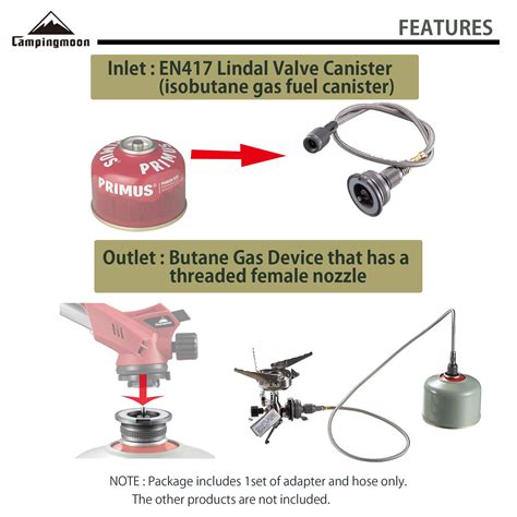 camping moon Camping Gas Stove Adapter, Input: EN417 Lindal Valve ...