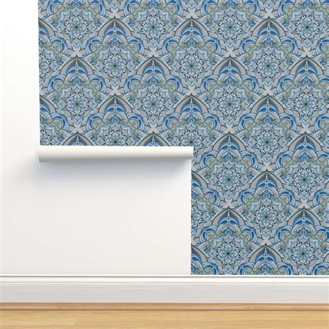 12” Ultra Steady Mandala Grey Diamond Tile – Medium Wallpaper - Triplicate