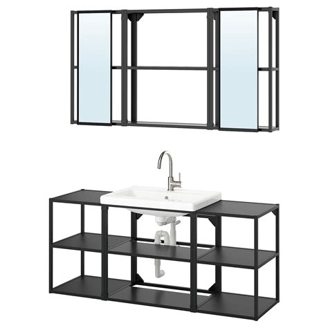 ENHET bathroom, anthracite, 140x43x65 cm (551/8x167/8x255/8") - IKEA