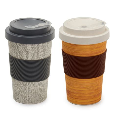 Eco-friendly Travel Mug (500ml) I 2pcs Set | Wooden & Grey