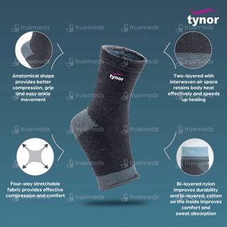 Tynor D 25 Comfeel Medium Size Anklet Pair 1 - Uses, Side Effects ...
