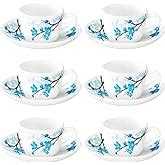 Larah by Borosil Belle Opalware Set – 6 x 140ml Cups and 6 Saucer (12 ...
