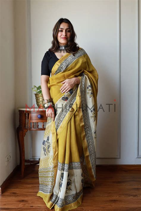 Tanishka - Bagru Hand Block Printed Silk Cotton Saree