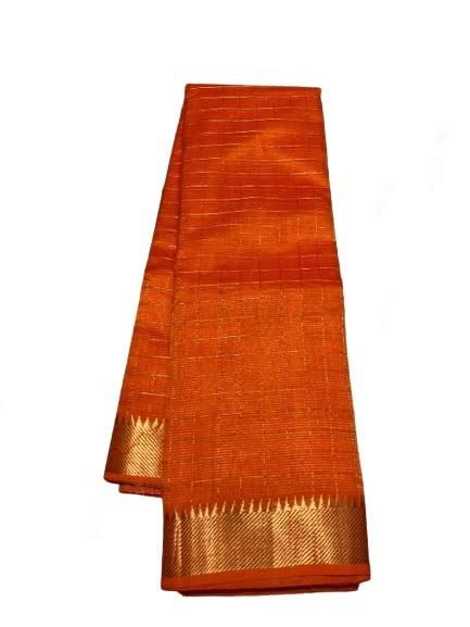 Buy Charkha Silk Women's Cotton Art Silk Check Handloom Saree With ...