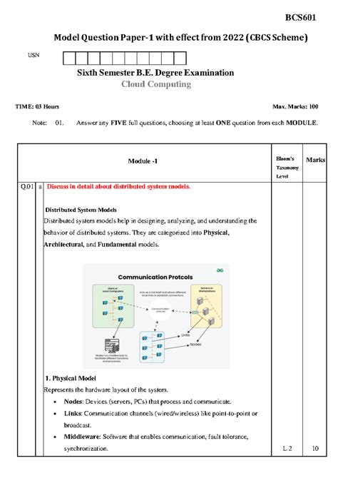 BCS601 Solved Model Question Paper for Cloud Computing (2022) - Studocu