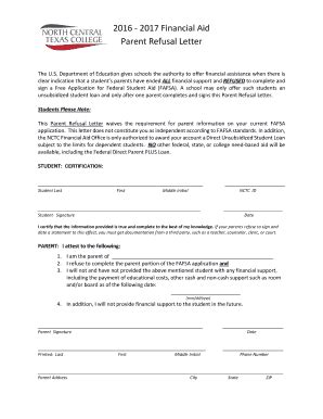 Fillable Online Parent Refusal Letter Fax Email Print - pdfFiller
