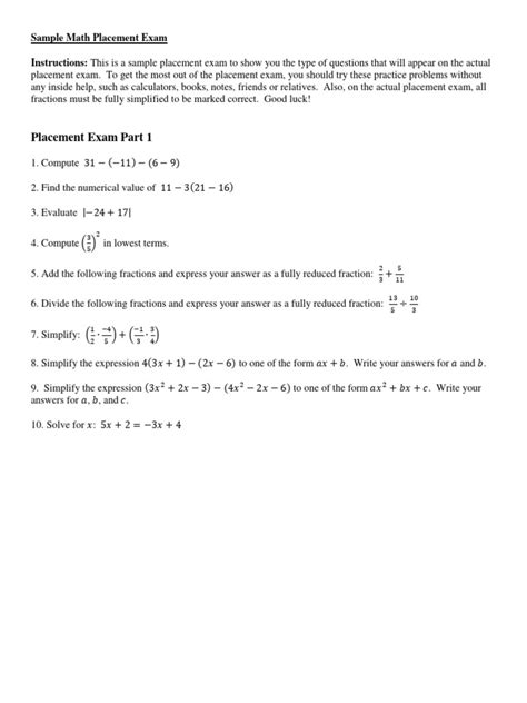 Image result for Math Test Example