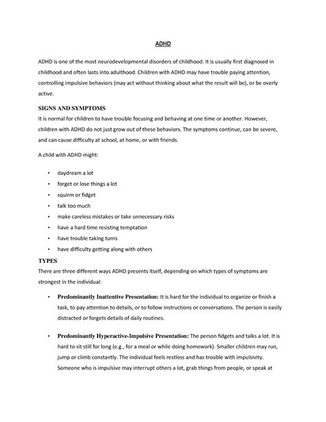 ADHD and it's treatment - ADHD ADHD is one of the most ...