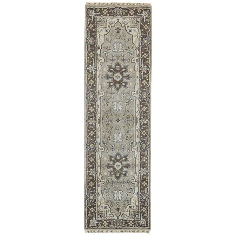 HomeRoots 2 ft. x 8 ft. Beige and Blue and Gray Medallion Area Rug ...
