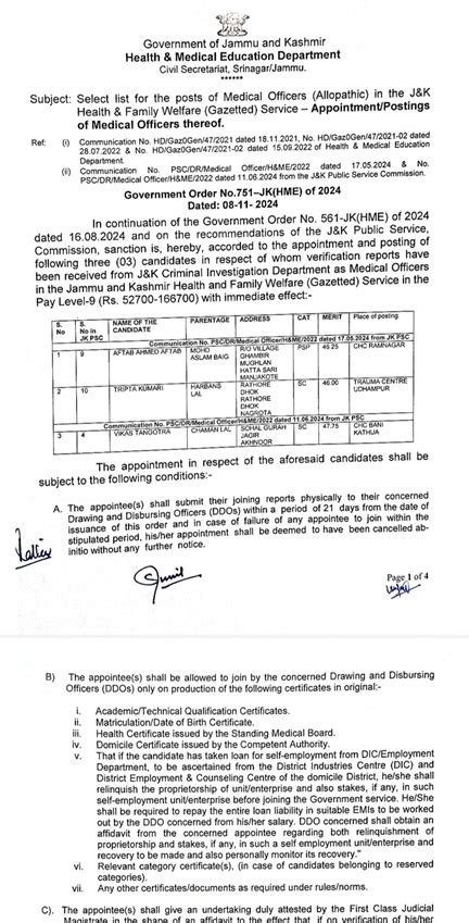 J&K Govt orders appointment of 323 as Medical Officers