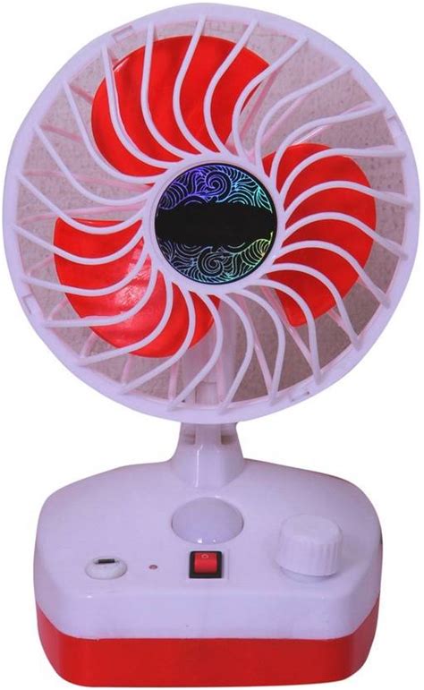 OYD High Speed Mini Rechargeable Table Fan with Inbuilt LED Light & USB ...
