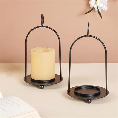 Black Metal Candle Stand Set of 2 Online - Premium Candle Stand | Nestasia