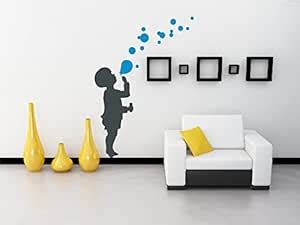 Dream On Walls Decal Kid Blowing Bubbles White - Medium : Amazon.in ...