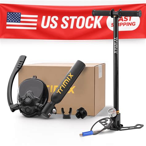 TRIMIX Mini Scuba Lung Tank 0.5L With Snorkeling Mask High Pressure Hand Pump Support Up to 10 ...