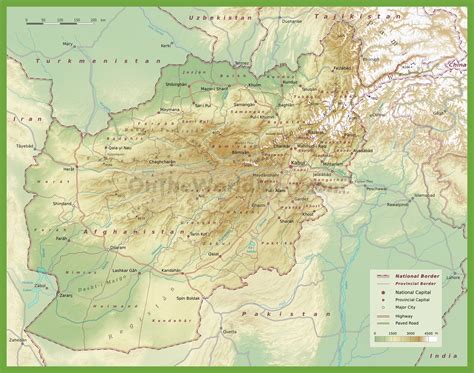 A Physical Map Of Afghanistan