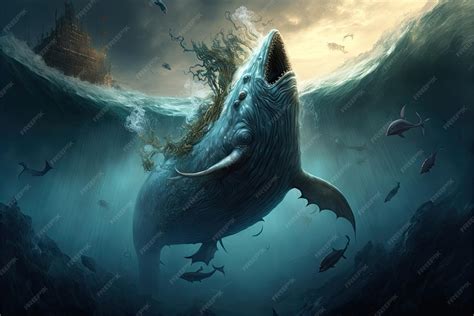 Premium Photo | An epic fantasy illustration featuring a mythical sea ...