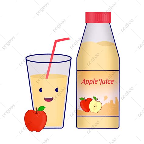 Apple Juice Bottle Vector Art PNG, Bottle And Glass Of Apple Juice ...