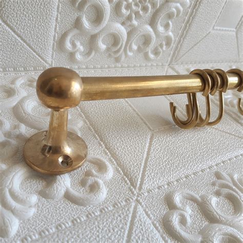 Brass Curtain Rod With Hooks Brass Pot Rail Brass Pot Rack Brass Shelf ...