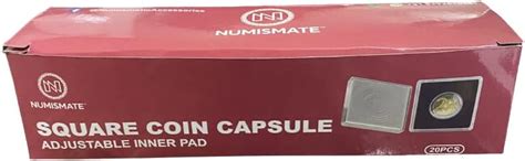 Square Coin Capsules with Adjustable Cushion (20 Pieces, White) (D - 19 ...