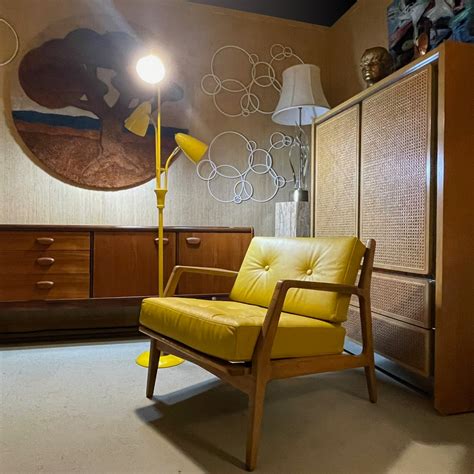3 Head Adjustable Gerald Thurston Style Mid-Century Modern Yellow Floor ...