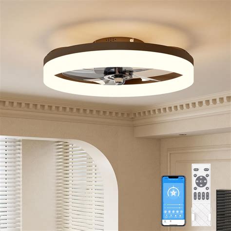 VOLISUN Low Profile Ceiling Fans with Lights and Remote, 19.7in ...