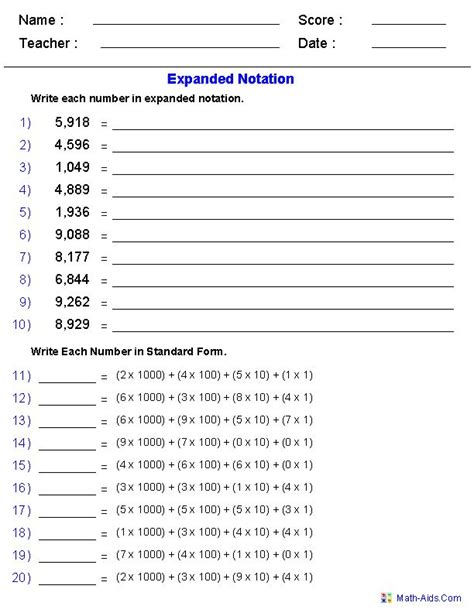 Expanded Notation Division Worksheets - Divisonworksheets.com