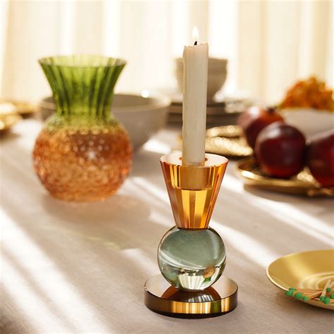 Orange 3 Tone Multishape Glass Candle Holder