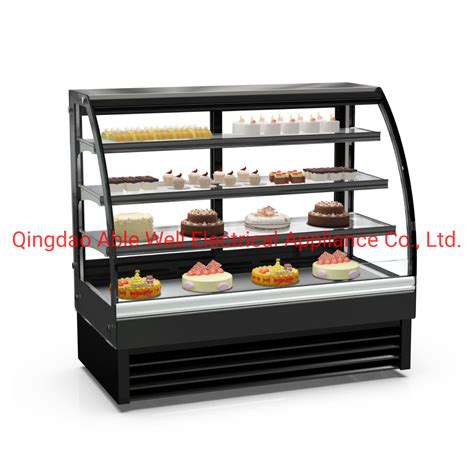 Curve Glass Door Refrigerated Bakery Cake Display Case Pastry Chiller ...