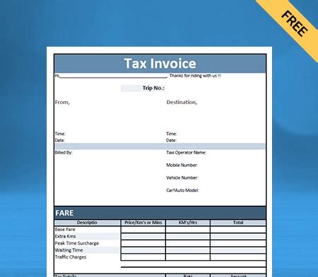 Taxi Bill Format Free Download