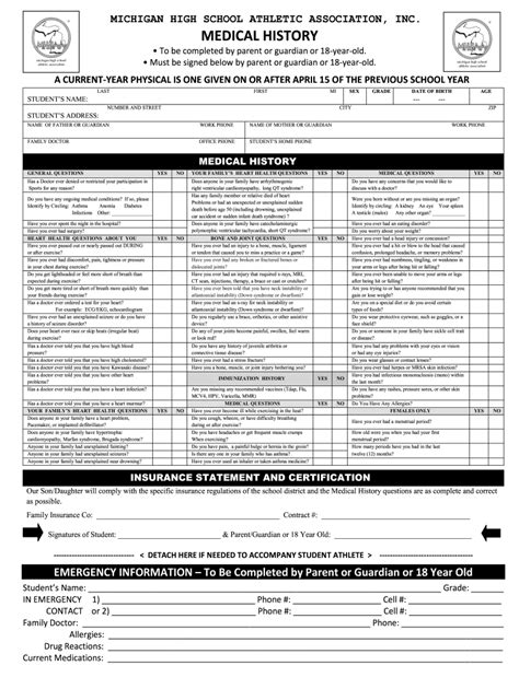 MI MHSAA Medical History Form - Fill Online, Printable, Fillable, Blank ...
