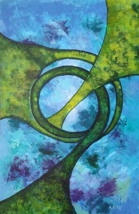 "Brahmand Series 2": Blue-Green Religious painting by Arti Raj ...