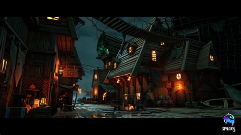3D model Stylized Pirate Port City Environment VR / AR / low-poly ...
