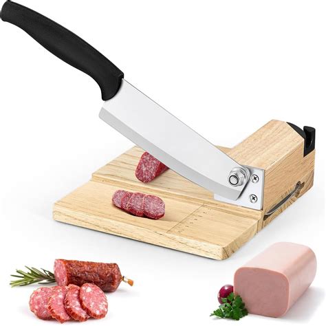 Biltong Slicer Beef Jerky Cutter with Wood Base and Built-in Knife ...