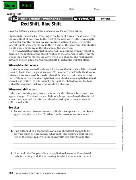 Red Shift Worksheet Answers — db-excel.com