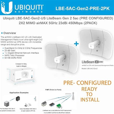 UBNT Networks LiteBeam Gen 2 AC LBE-5AC-Gen2-US: Amazon.in: Electronics