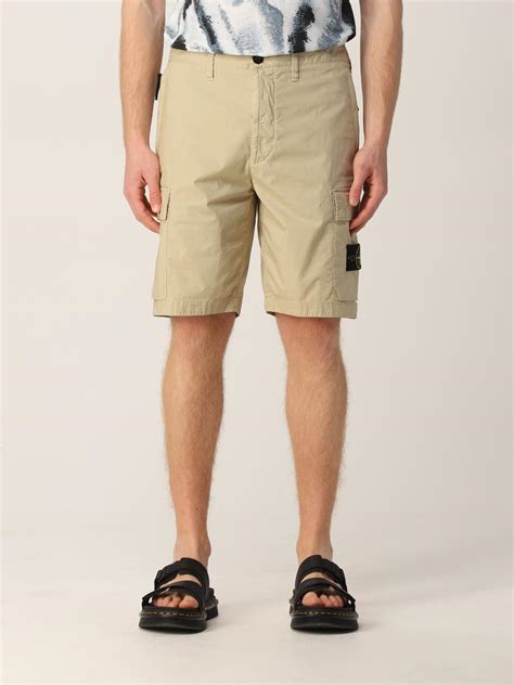 STONE ISLAND: Bermuda in tela di cotone stretch - Beige | Pantaloncino ...