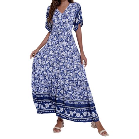 2025 Women's Boho Style Short Boho Dresses for Women 224 Sleeve Floral ...