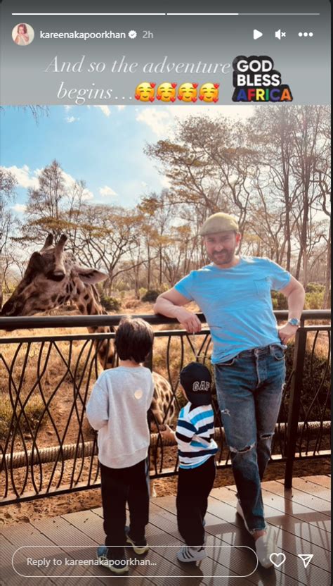 Saif poses for Kareena, Timur-Jeh busy looking at Giraffe in first pic ...