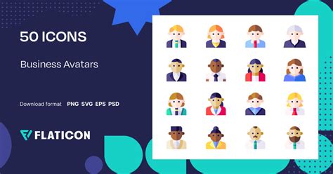Business Avatars Icon Pack | Flat | 50 .SVG Icons