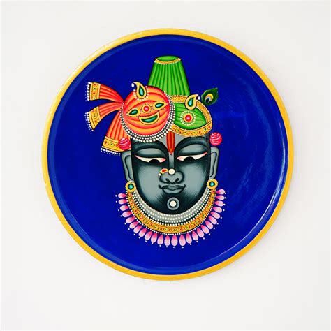 Hand-Painted Shrinathji Wall Plate Divine Art for Home & Worship - Blu ...