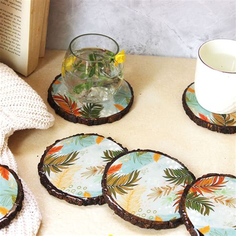 Wood Resin Coaster Set - Handcrafted Elegance | Monstera Hut