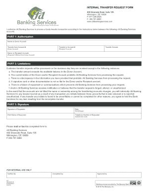 Fillable Online Signature INTERNAL TRANSFER REQUEST FORM - cfd Banking ...