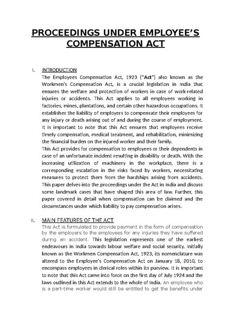 Proceedings under employees compensation act - PROCEEDINGS UNDER ...