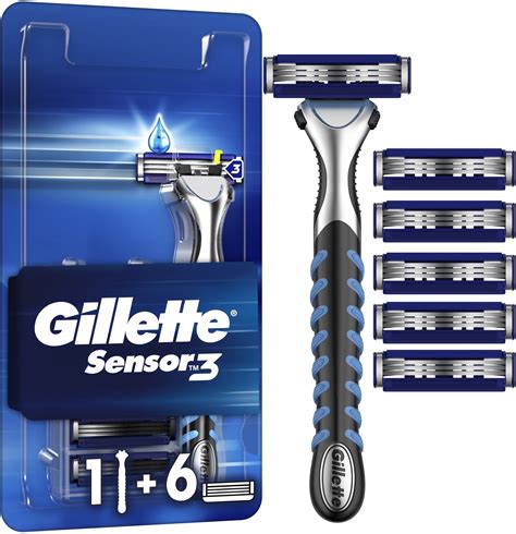 Gillette Sensor 3 Shaver with 6 Replaceable Cassettes | Makeup.jp