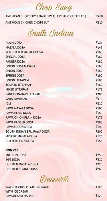 Menu at Marksmen, Lucknow, 2&3