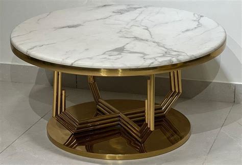 Round Stone Top Coffee Table – Allure Box
