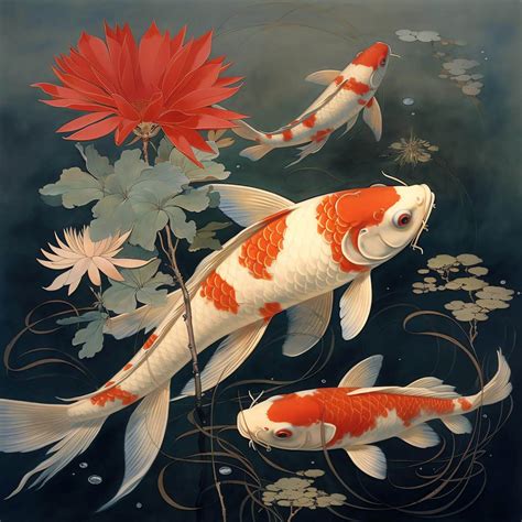 Koi Fish Pond - Prosperity and Family Strength - Feng Shui Painting ...